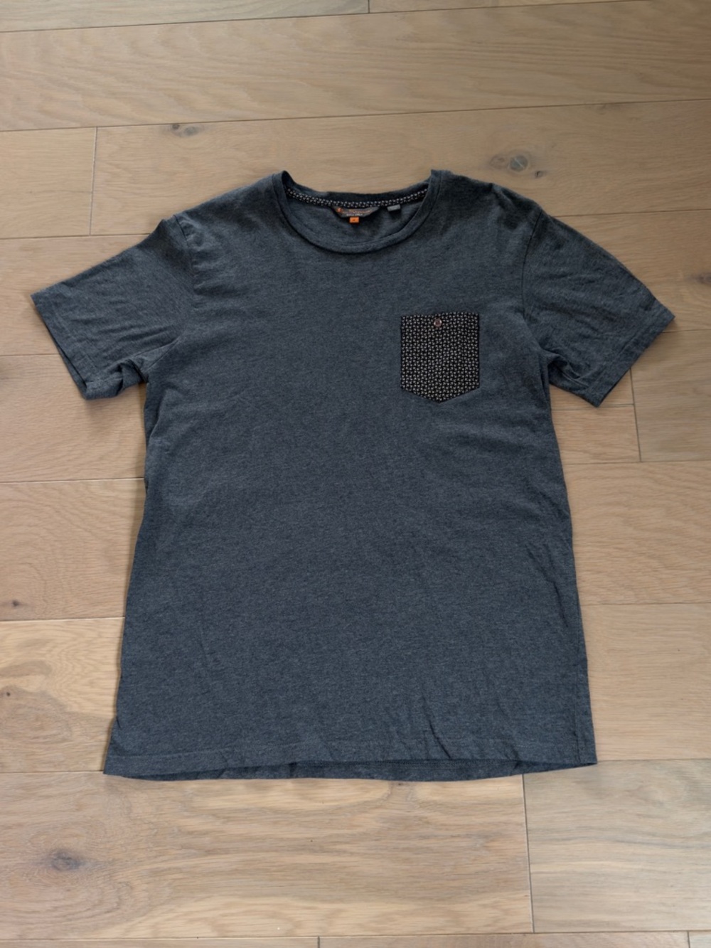 Ben Sherman Men’s Charcoal Short Sleeve Tee w Patterned Pocket Tshirt size XL